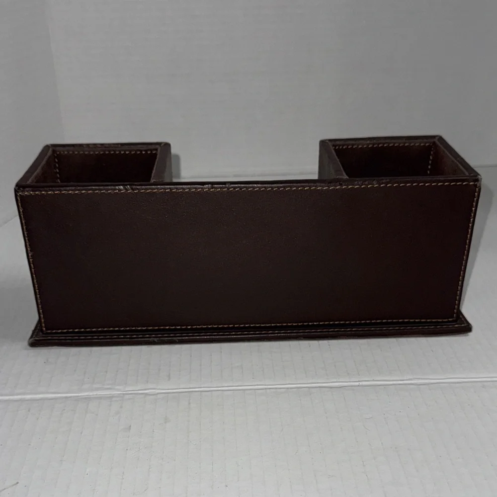 Elegant Brown Leather Pencil Case